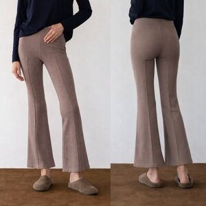 DONNI. The Rib Kick Flare Pants in Taupe / Smoky Brown Size Medium Made in USA